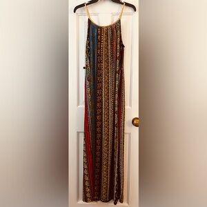 SEVEN ISLANDS Women’s Flowy, Vibrant color Maxi Dress w/ Tassel Belt. Size: (1X)